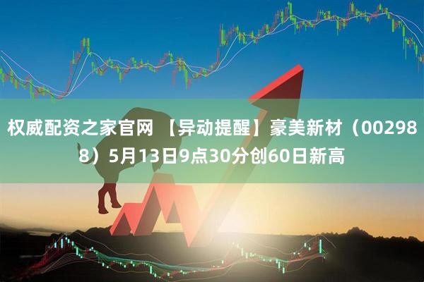 权威配资之家官网 【异动提醒】豪美新材（002988）5月13日9点30分创60日新高